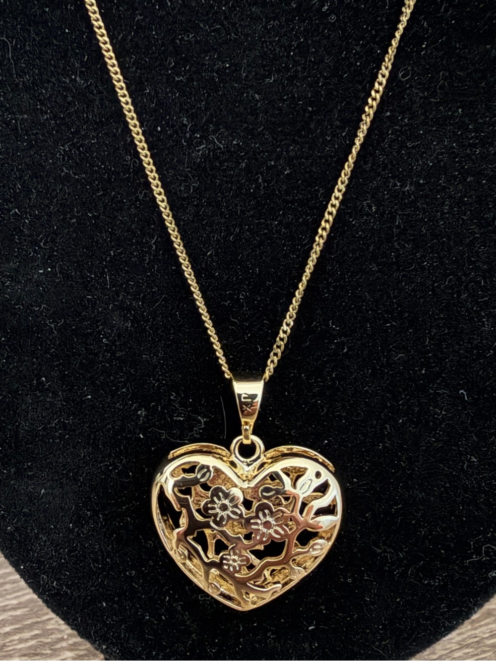 Ping Gold Heart Floral Cutout Pendant Necklace